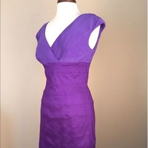 Adrianna Papell Purple V-Neck Cocktail Dress